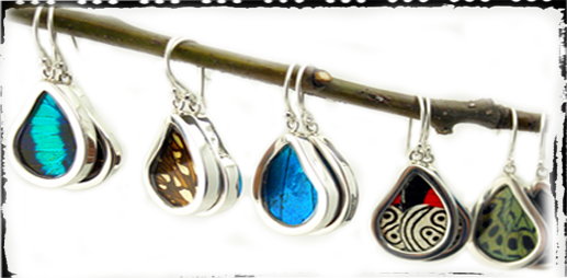 sterling silver or silver plate butterfly wing earrings